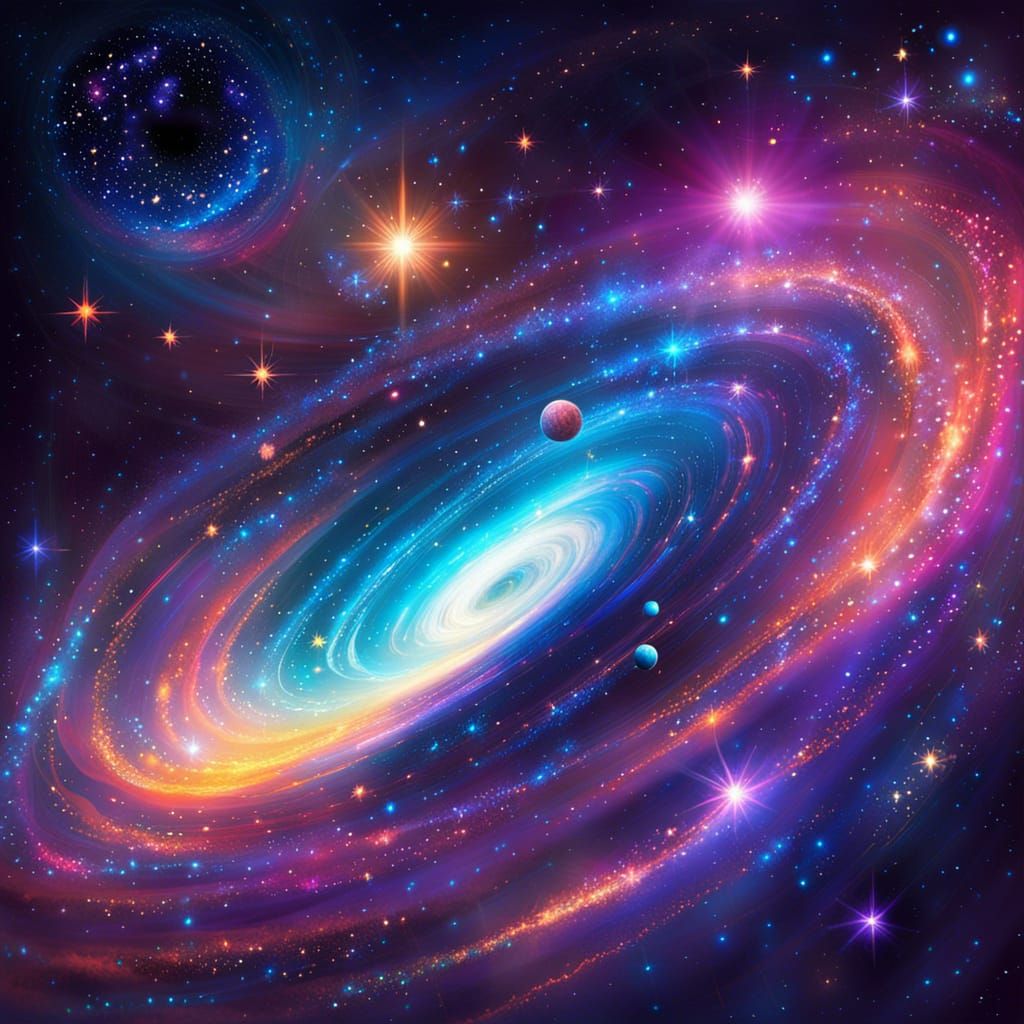 Vibrant Galaxy with Arcturus in Futuristic Gallery