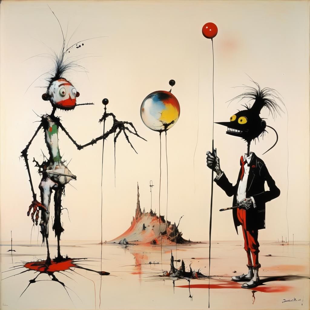 Surreal Mars Landscape in Mixed Artistic Styles