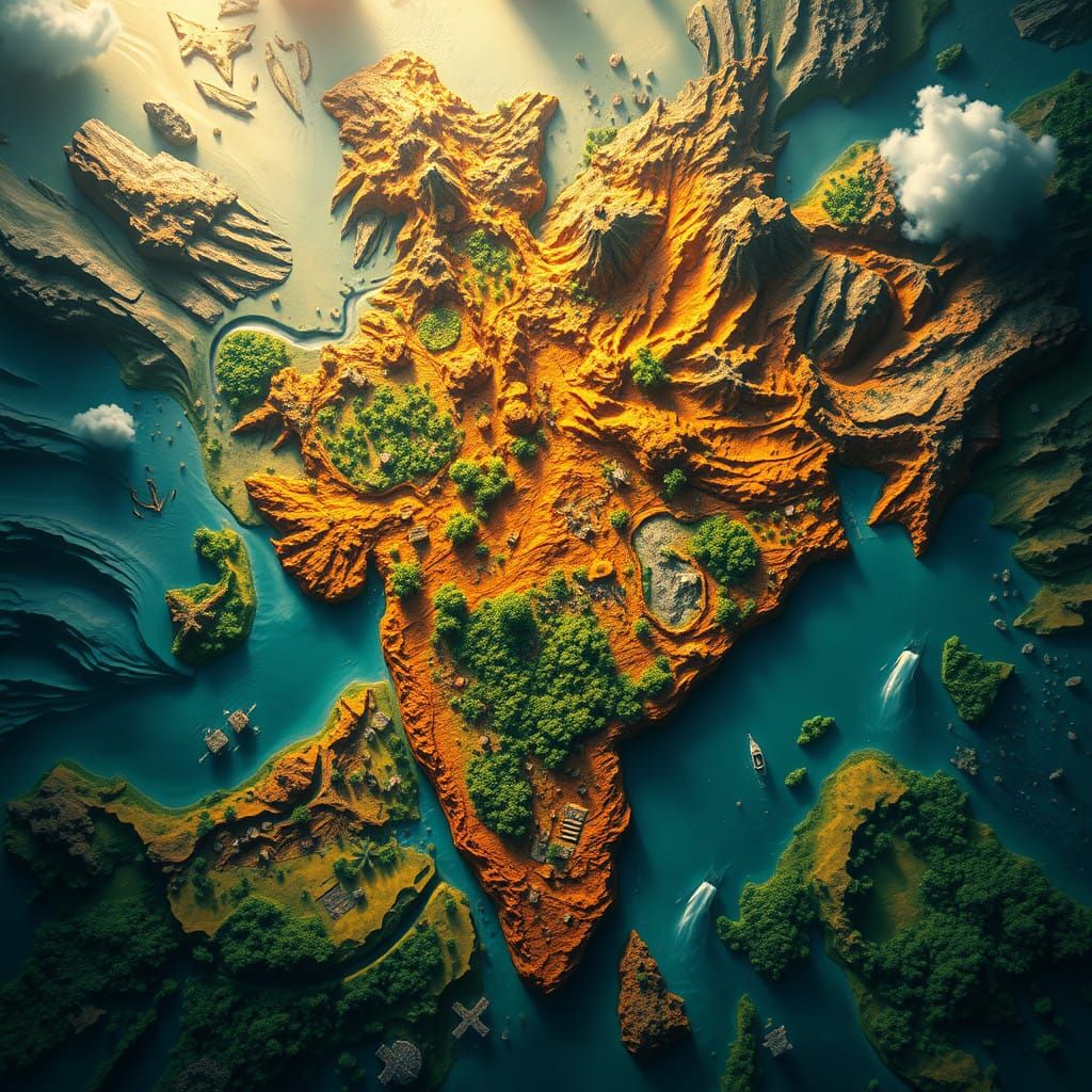 India Map in Epic Fantasy Style