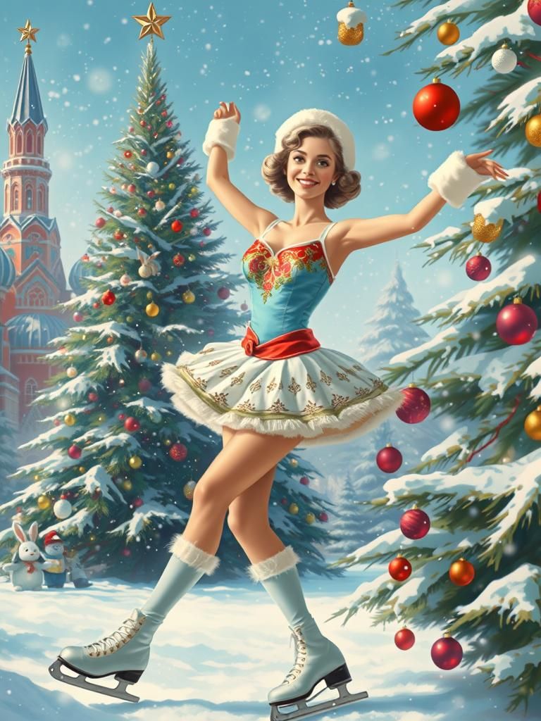 Snow Maiden in USSR Poster Style