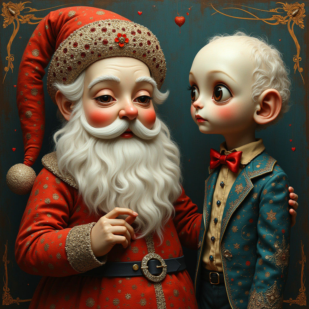 Visionary Pop-Surrealist Santa in Triad Colors