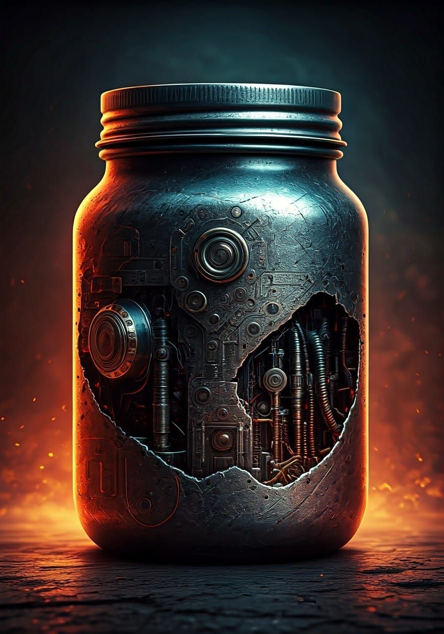 Apocalyptic Metallic Jar Inspired by Skynet Uprising