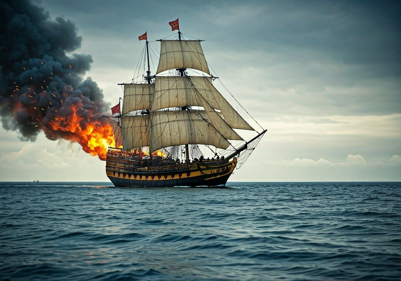 Spanish Armada Engulfed by Dragons off English Coast