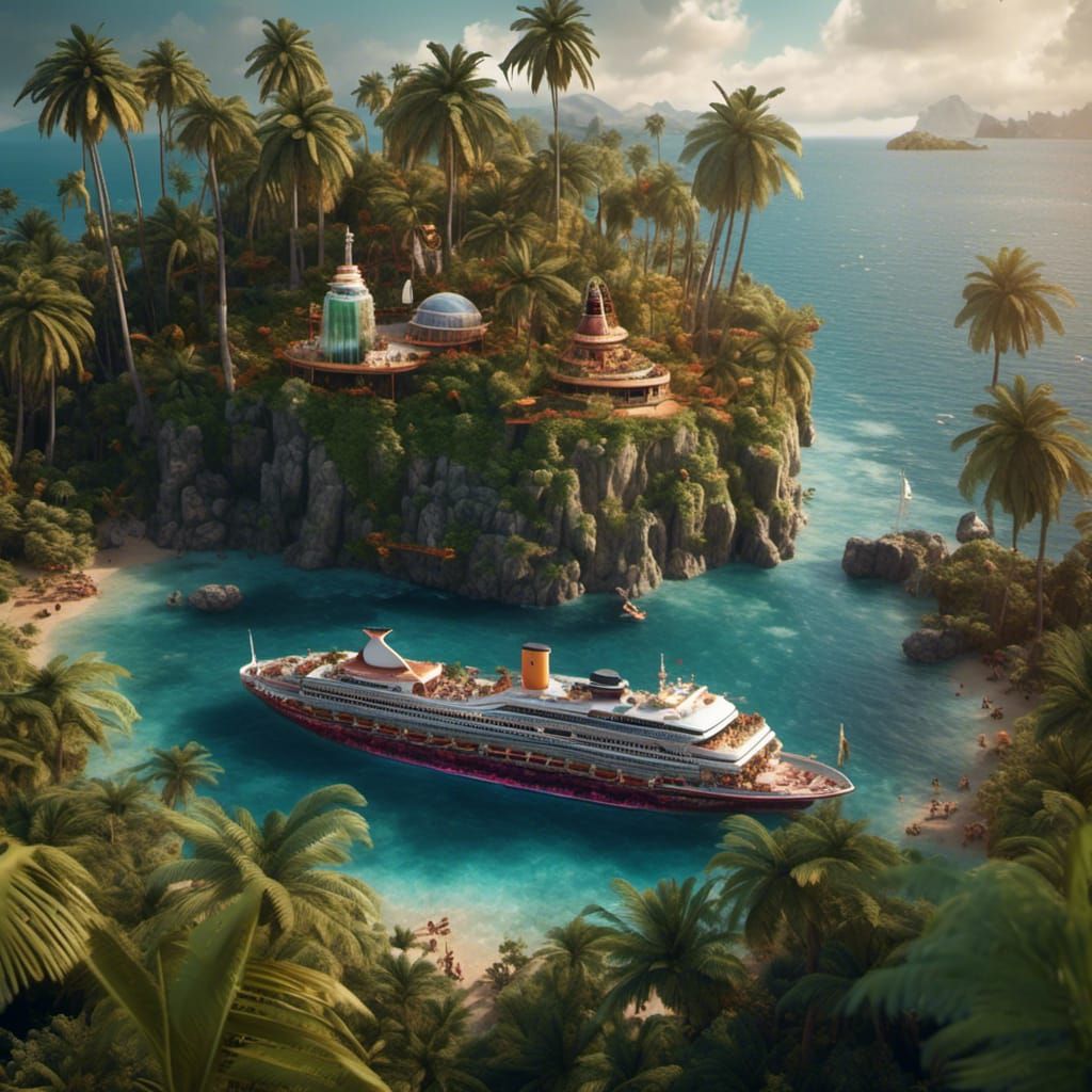 Tropical Cruise Ship in Hyperrealistic Still Life