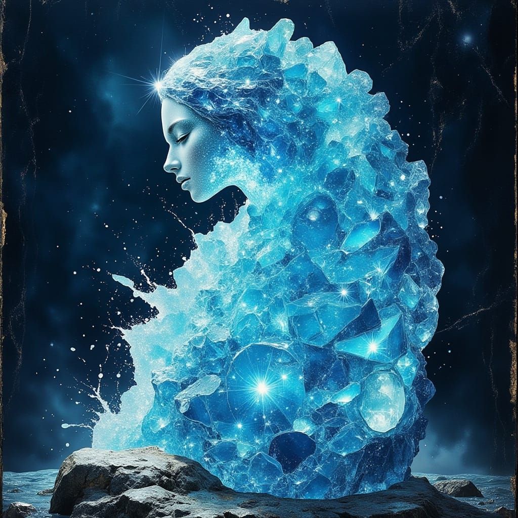 Ancient Moonstone Statue Illuminated by Celestial Energy