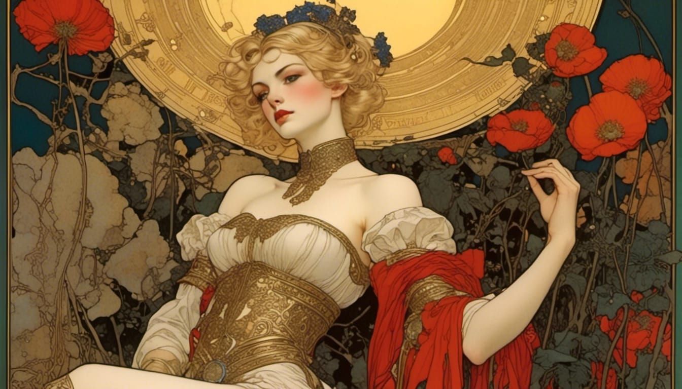 Warrior Woman in Jewel Tone Poppy Field