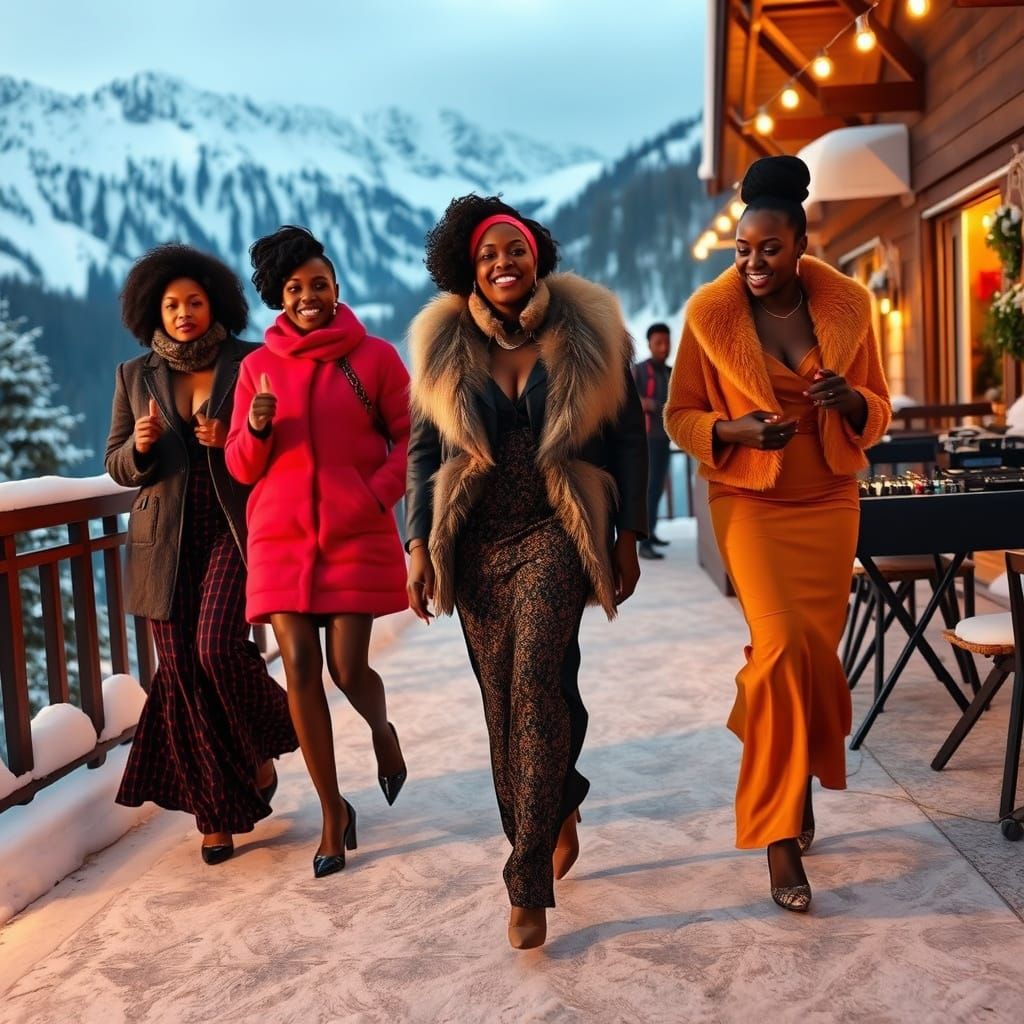 African Winter Fashion Party on Swiss Chalet Terrace
