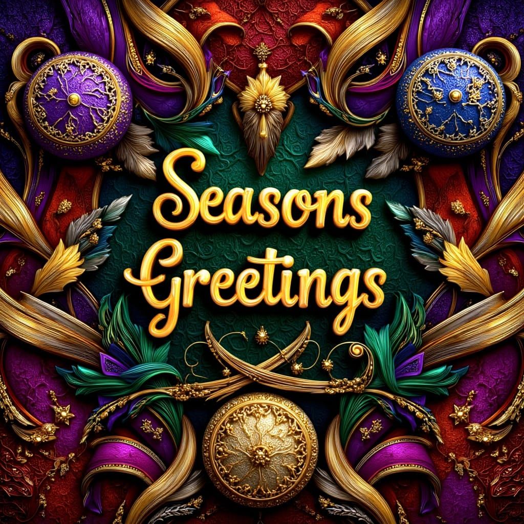 Festive Christmas Pattern with Gold Font