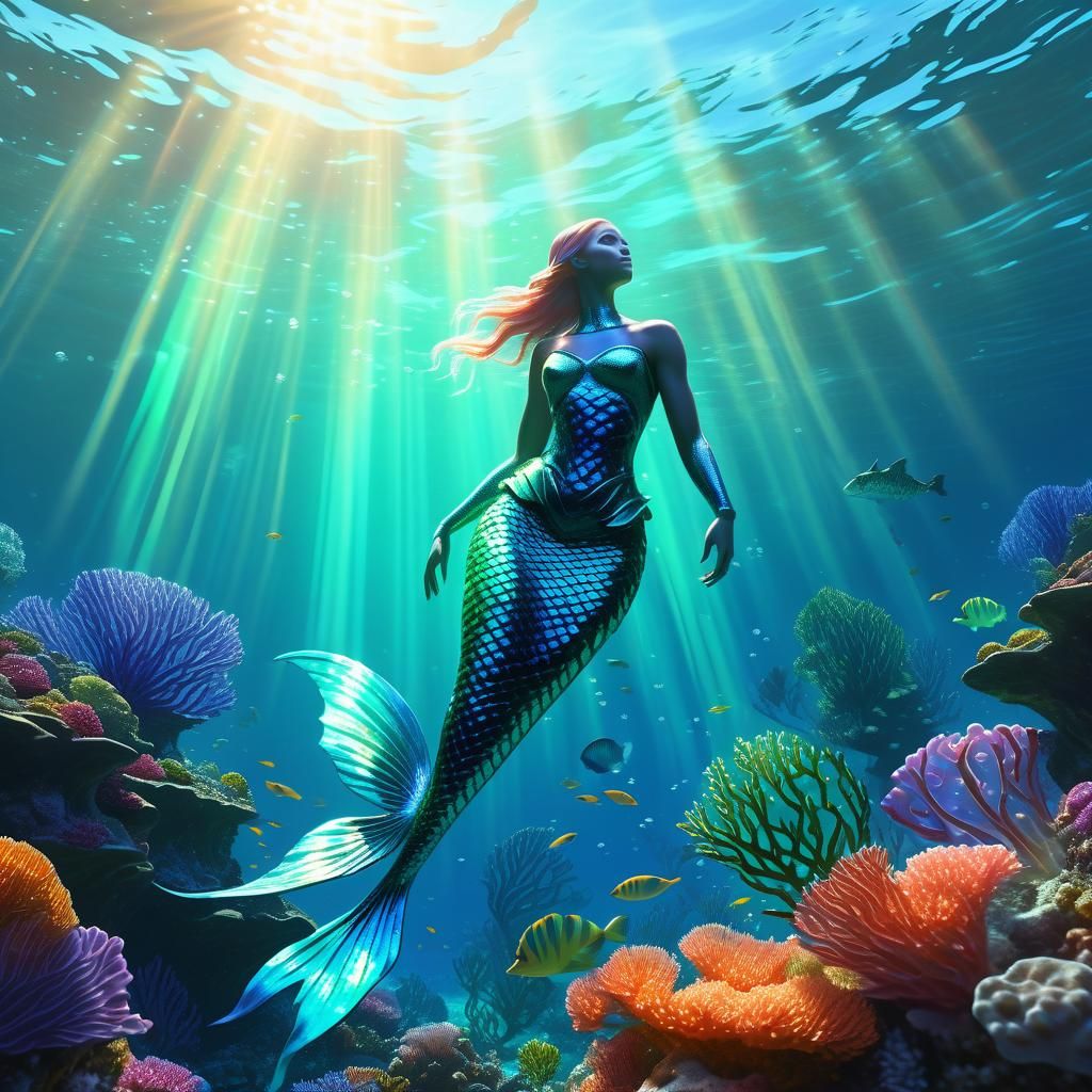 Iridescent Mermaid in Fantasy Marine Art