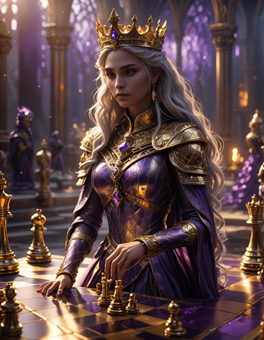 Fantasy Chess Queen in Ornate Art Deco Style