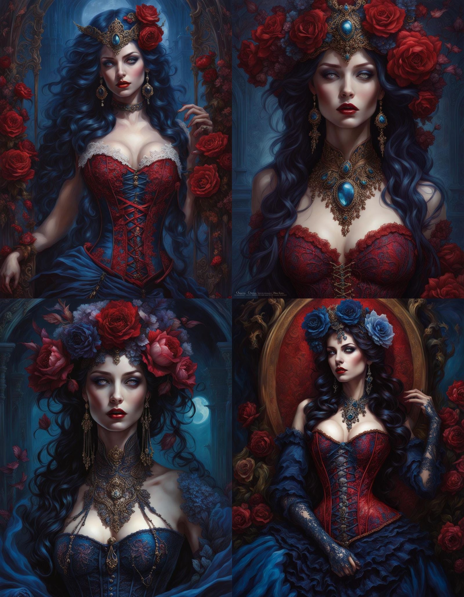 Undead Belladonna in Lace: Hyperrealistic Sci-Fi Art