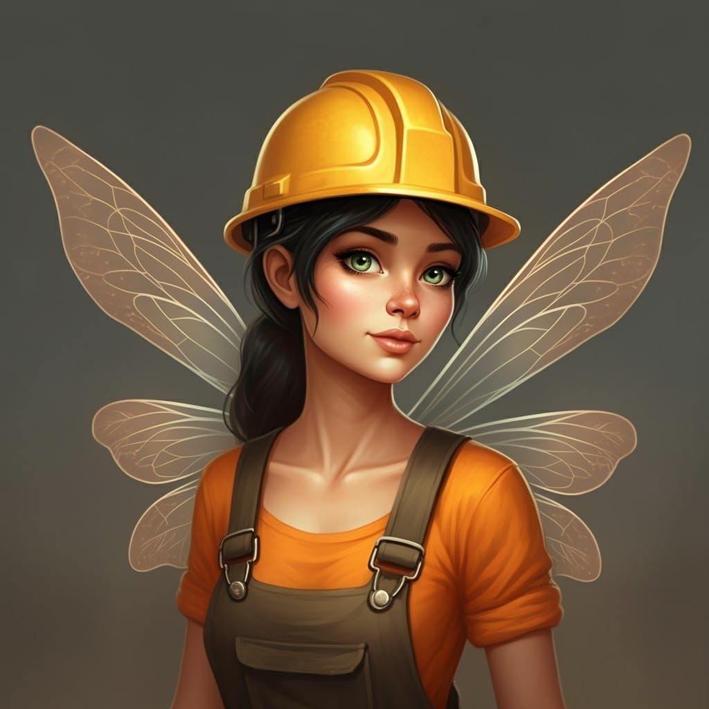 A Female Fairy Construction Worker Concept