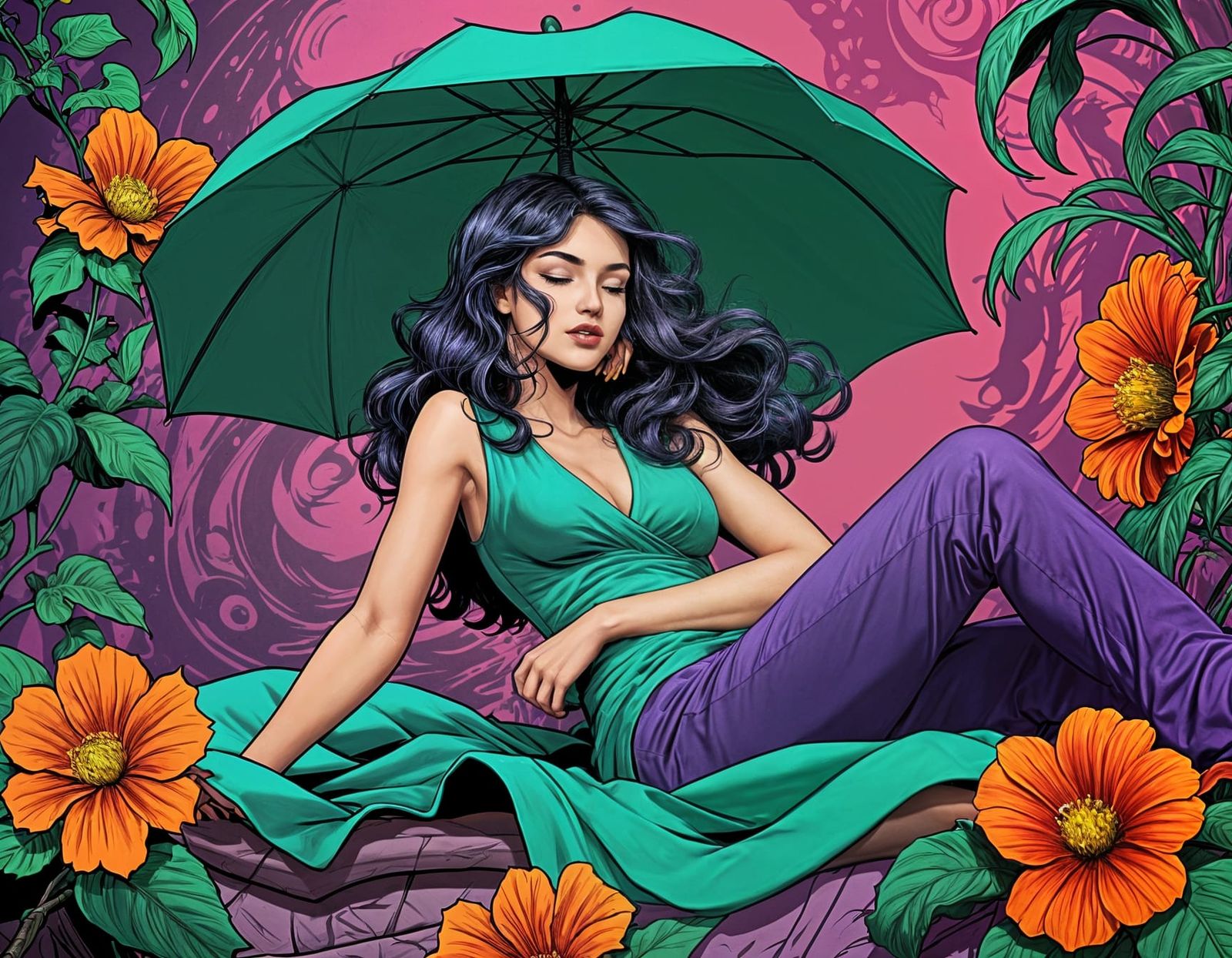 Heroic Women in Vibrant Comic Book Style