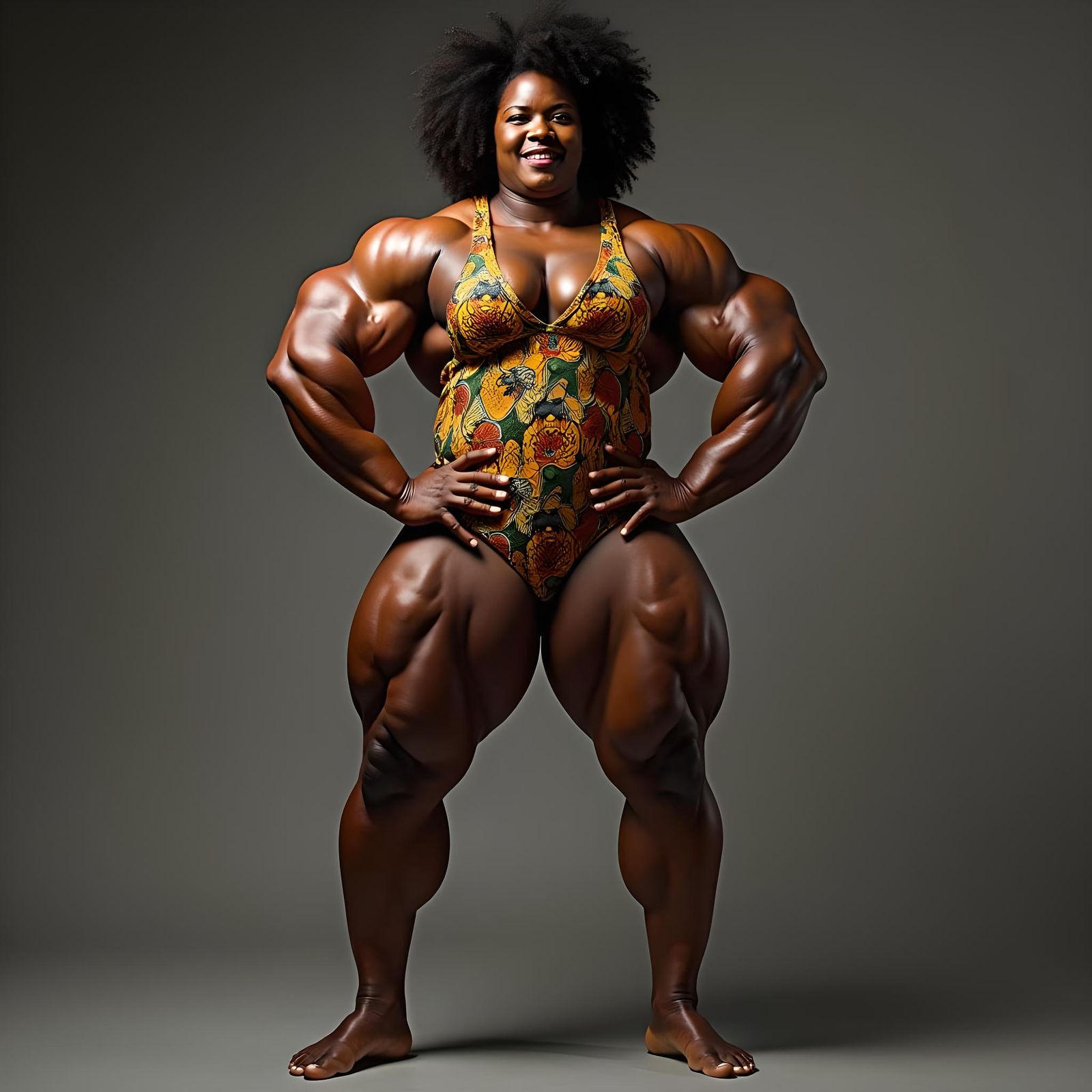 Extremely Muscular African Female Bodybuilder