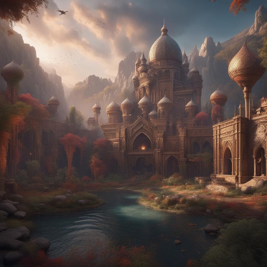 Nature-Integrated Portrait in Detailed Matte Painting Style