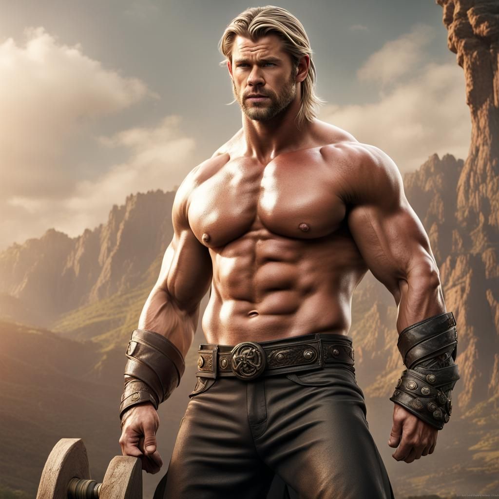 Chris Hemsworth as a Bara Bodybuilder: 8K Art