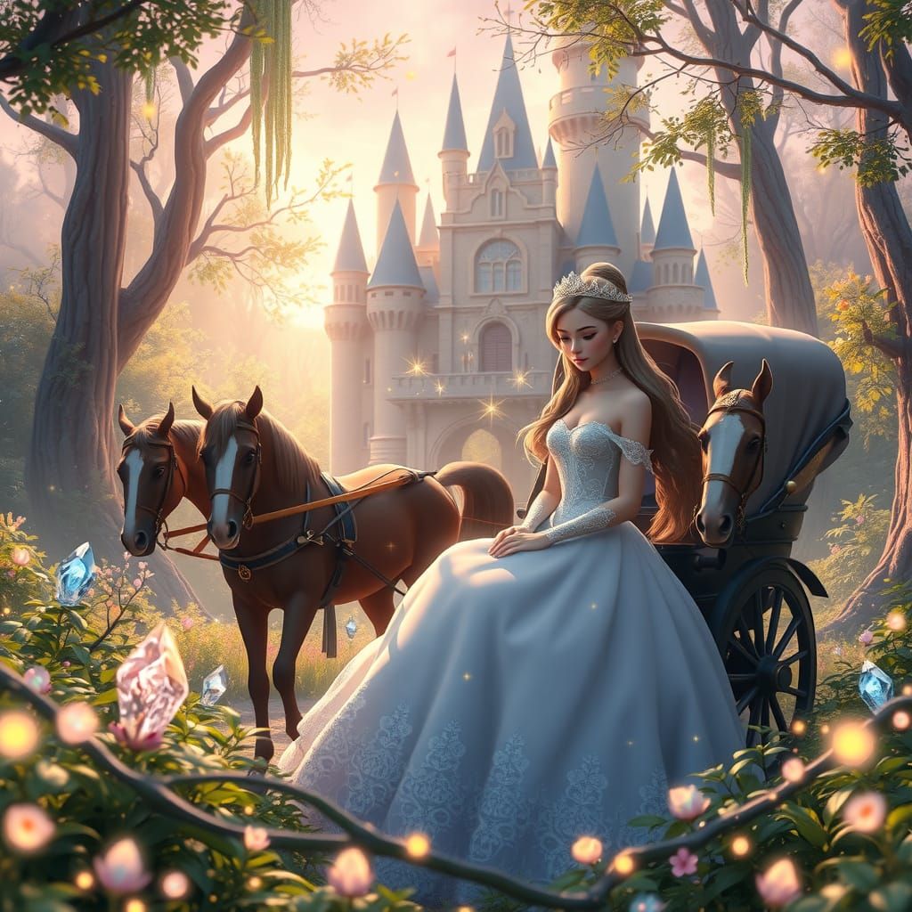 Enchanted Princess in Whimsical Forest: Anime-Style Digital ...
