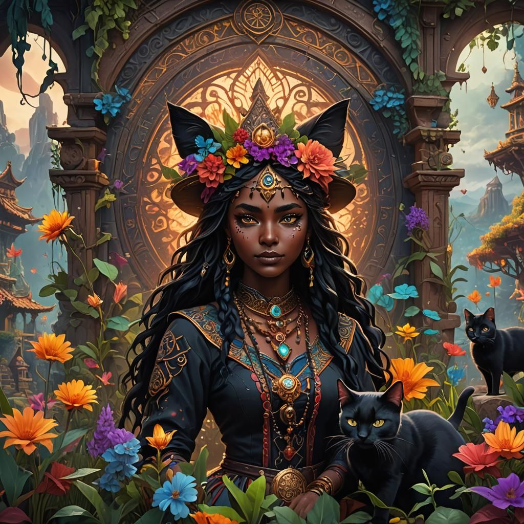 Bruja-Inspired Black Cat Drawing: Energy and Peace