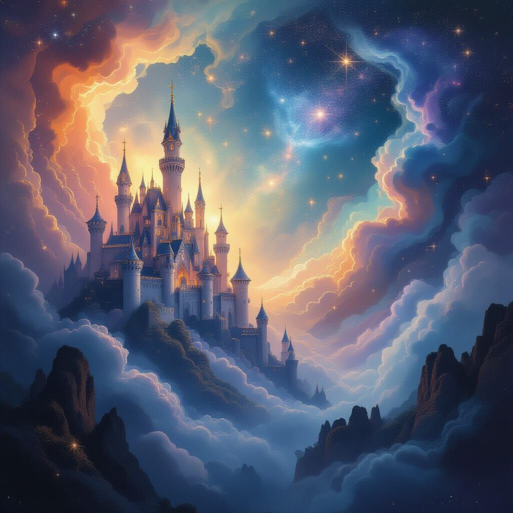 Cosmic Castles in Surrealist Dreamscape