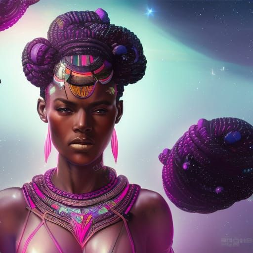 African Alien Princess in Spaceship Arena