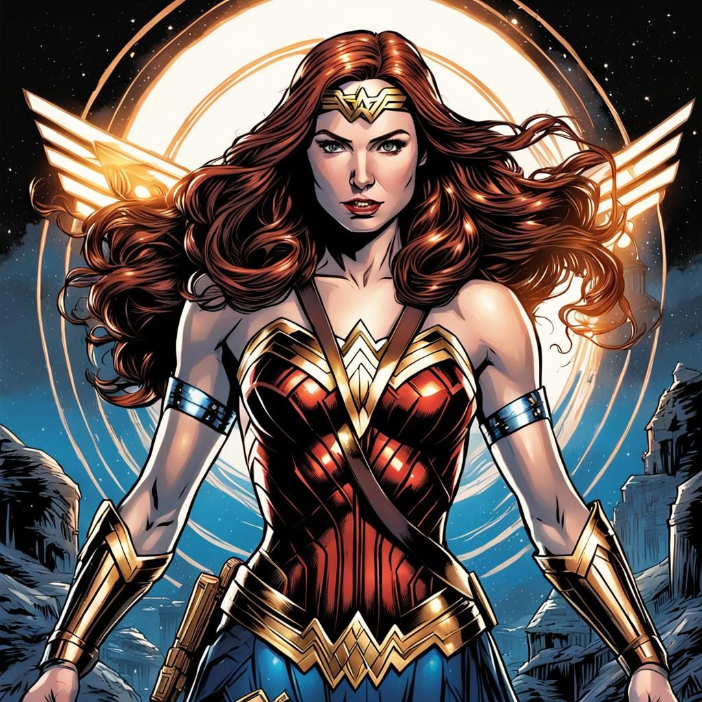 Karen Gillan as Wonder Woman in Comic Book Art