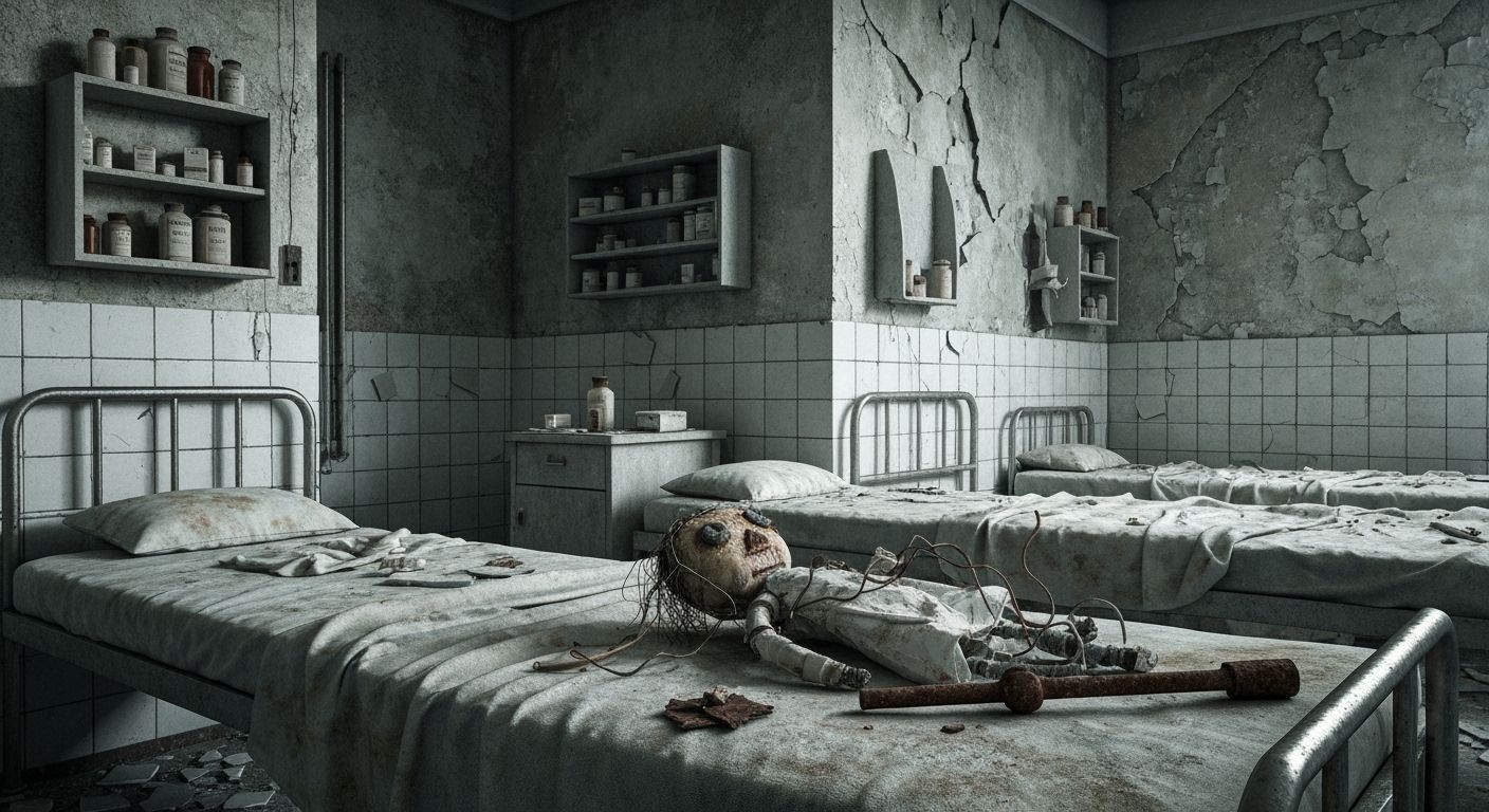 Abandoned Psychiatric Hospital Room in Realistic Documentary...