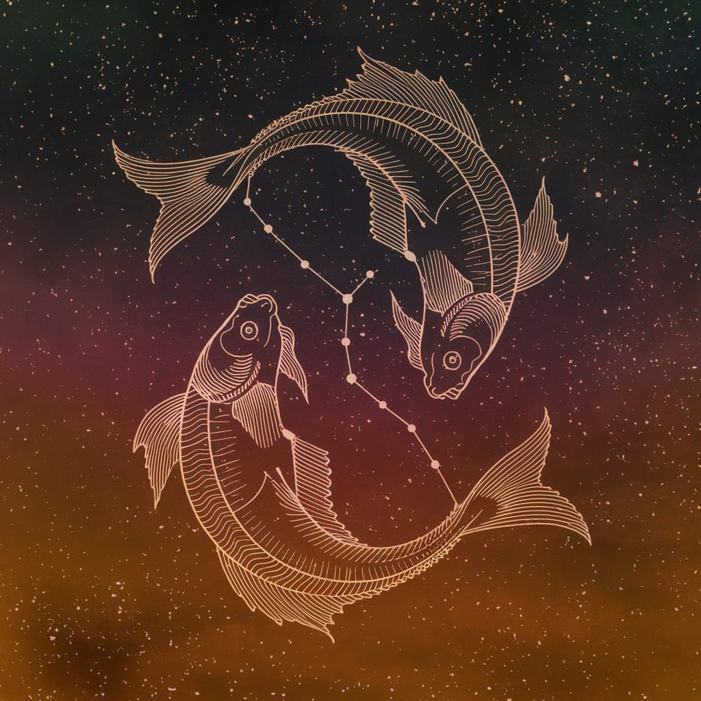 Majestic Pisces Zodiac Constellation in Vibrant Holographic ...