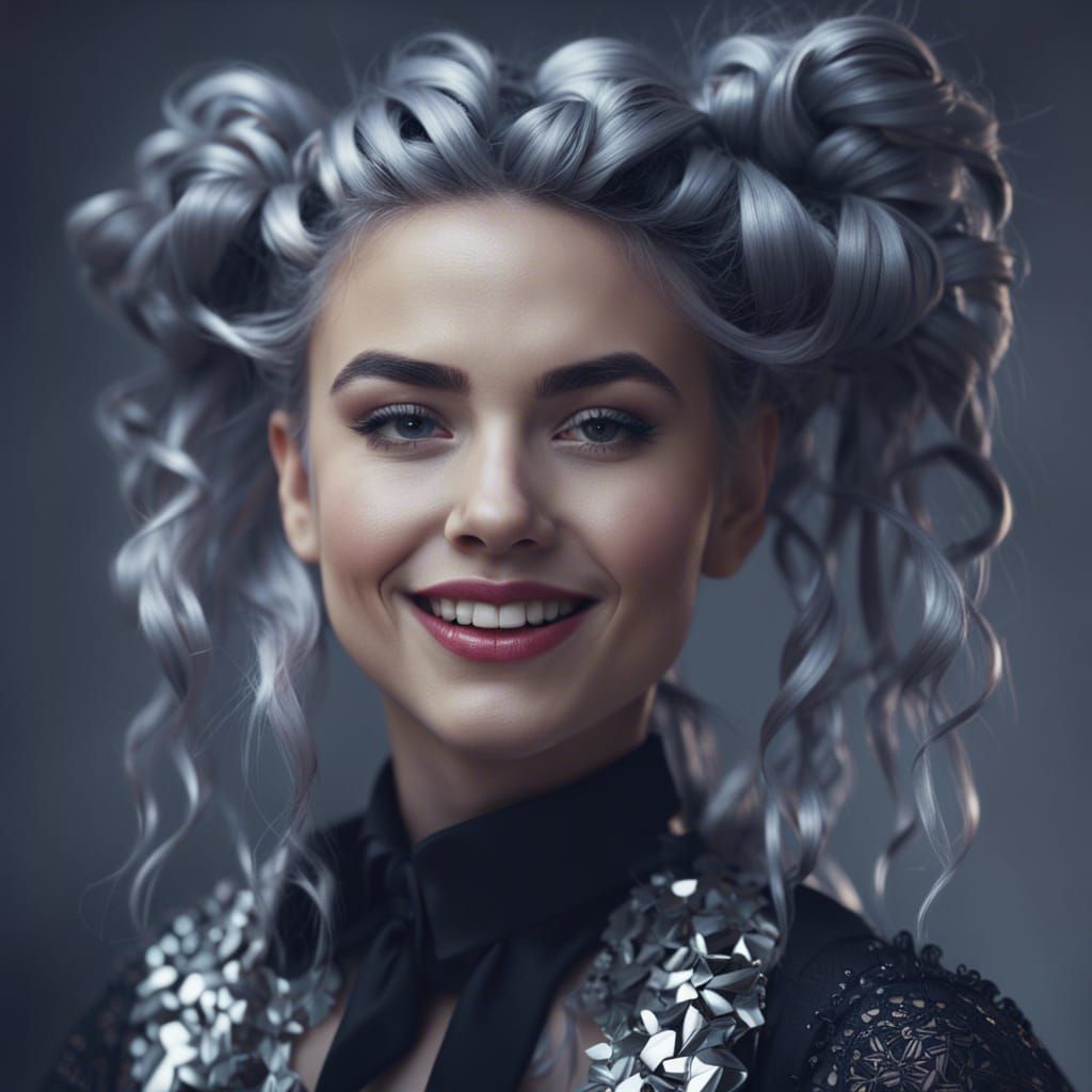 Gothic Woman with Unique Hairstyle in Photorealistic Detail