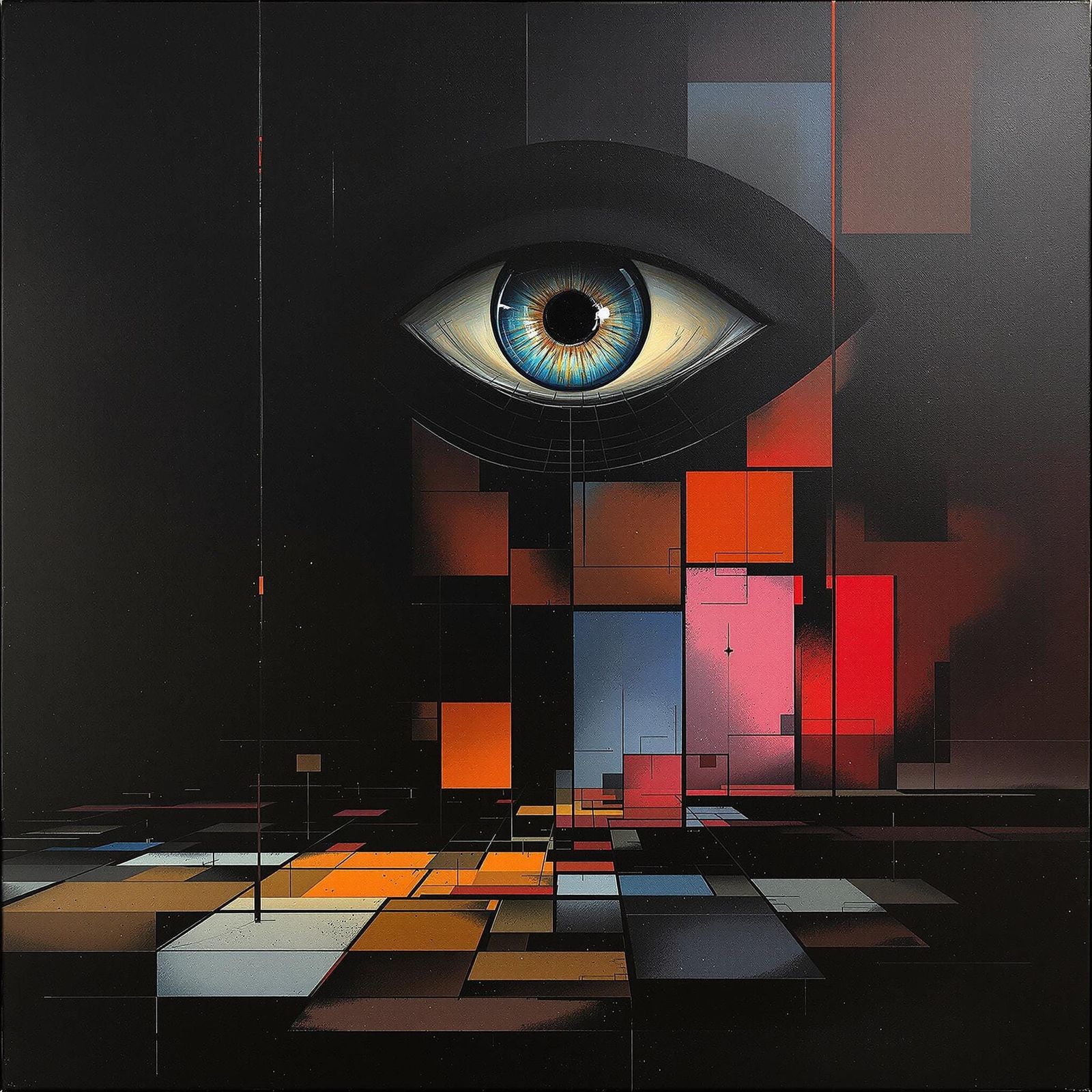 Surrealist Masterpiece: All-Seeing Eye Dominates Ominous Lan...