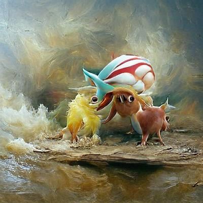 Horrifying Eevee Gigantamax Omanyte Fusion Painting