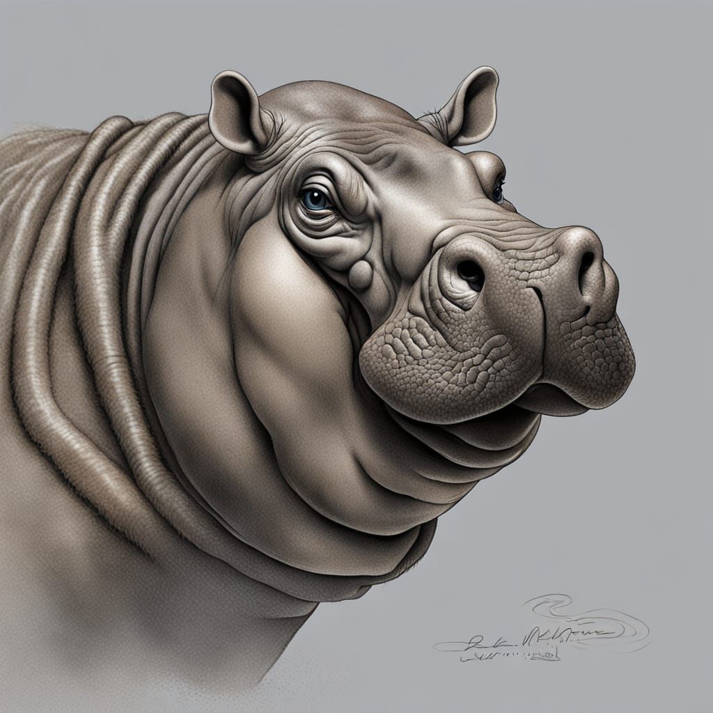 Close-Up Portrait of a Hippopotamus