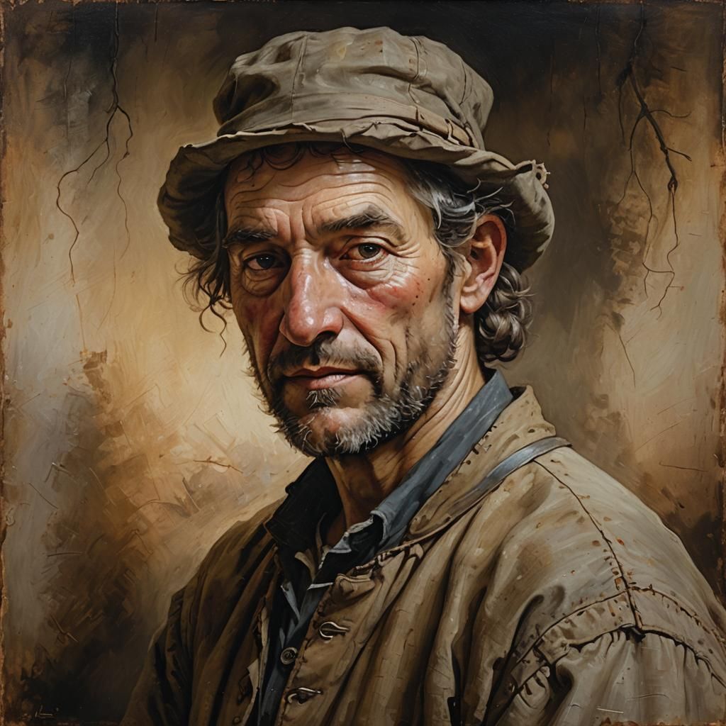 Medieval Vintner Portrait in Rembrandt Style