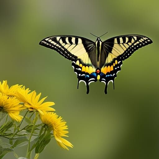 Swallowtail Butterfly on Child's Hand, Golden Age Illustrati...