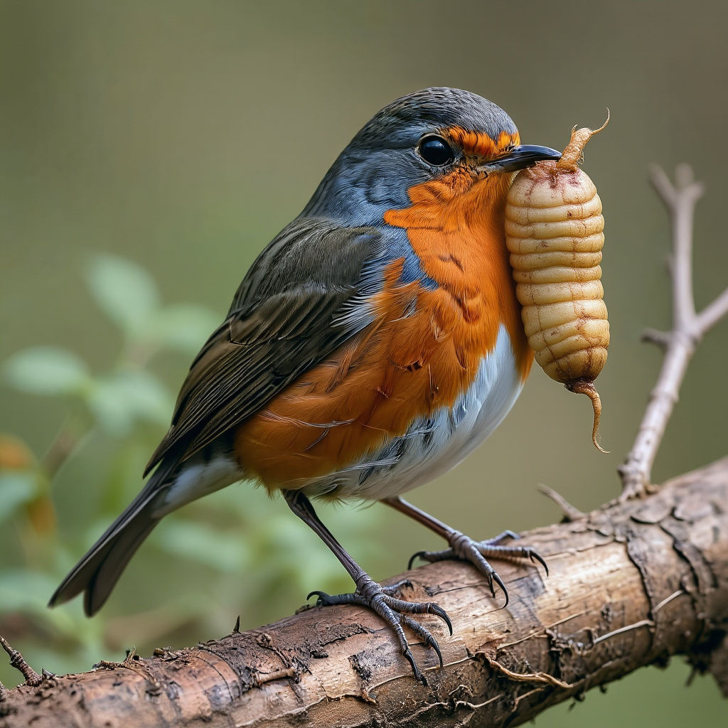 Proud Robin with Worm