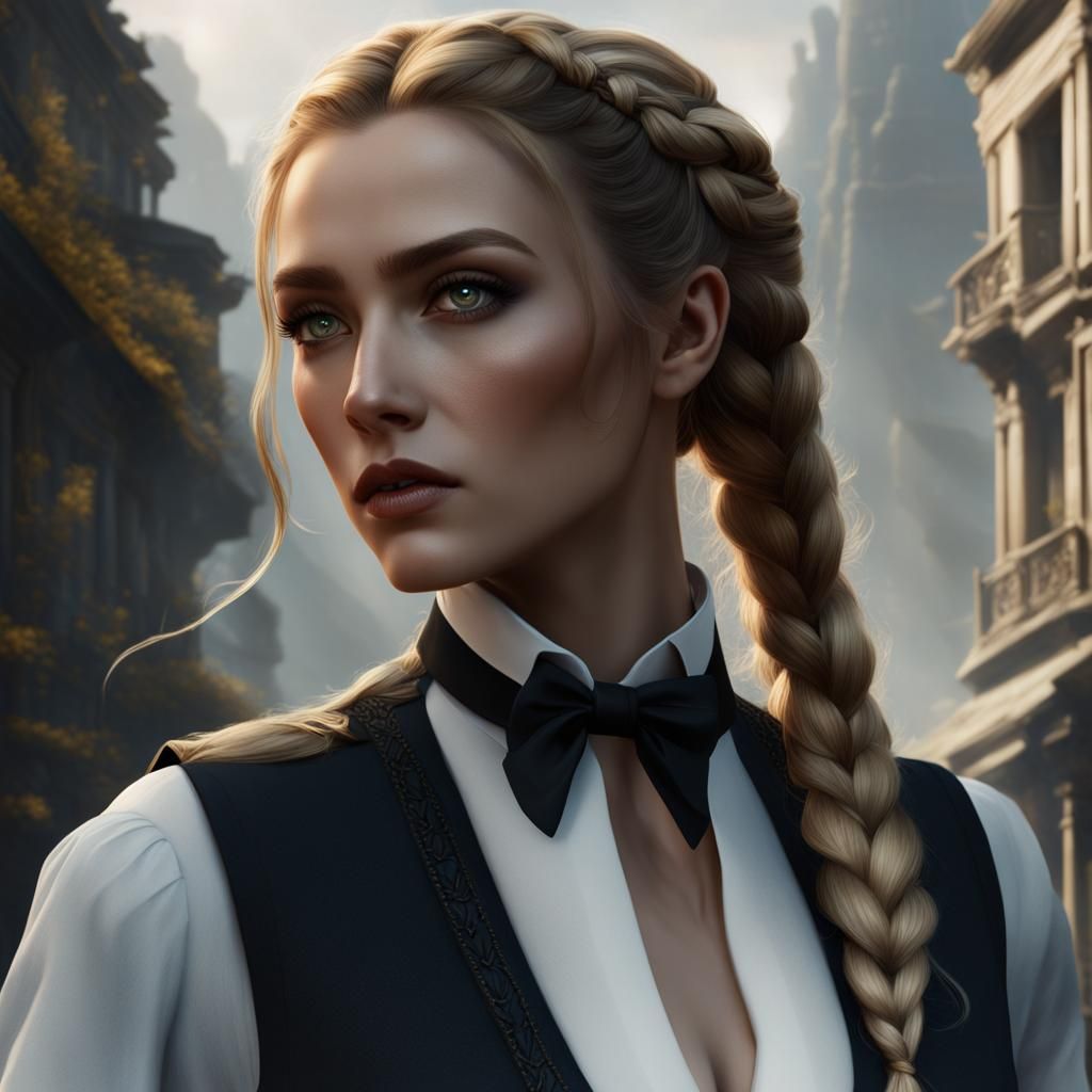 Woman with Golden Hair in Detailed Matte Painting