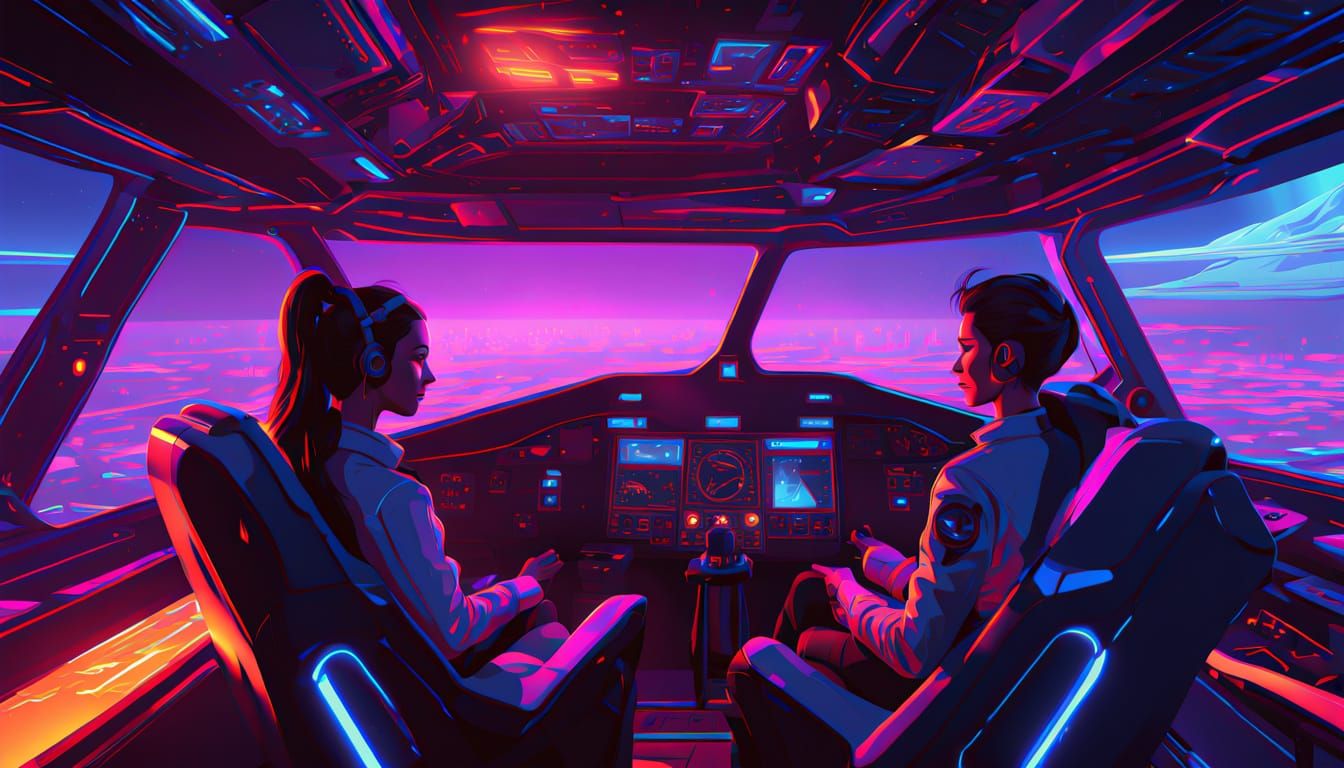 Futuristic Female Pilot in High-Tech Cockpit