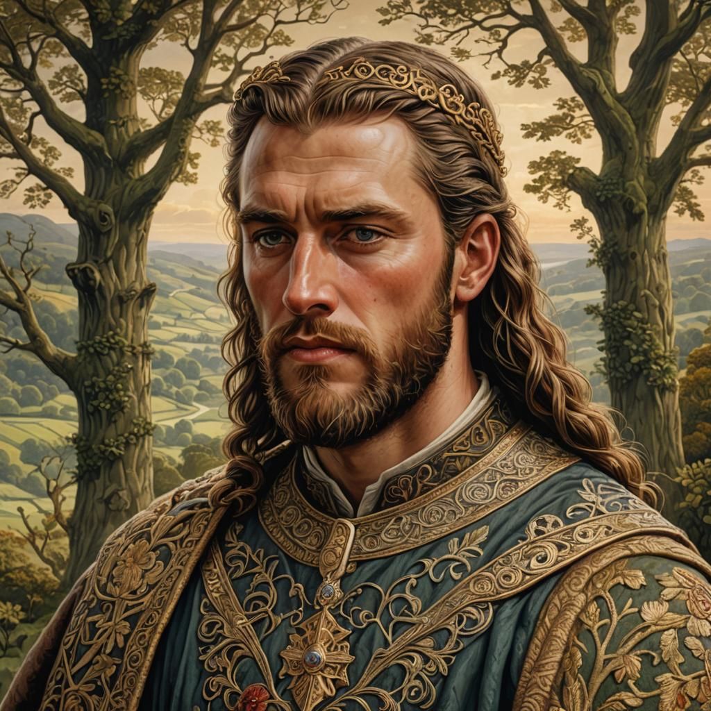 Anglo-Saxon King Edmund II Portrait with Royal Attire