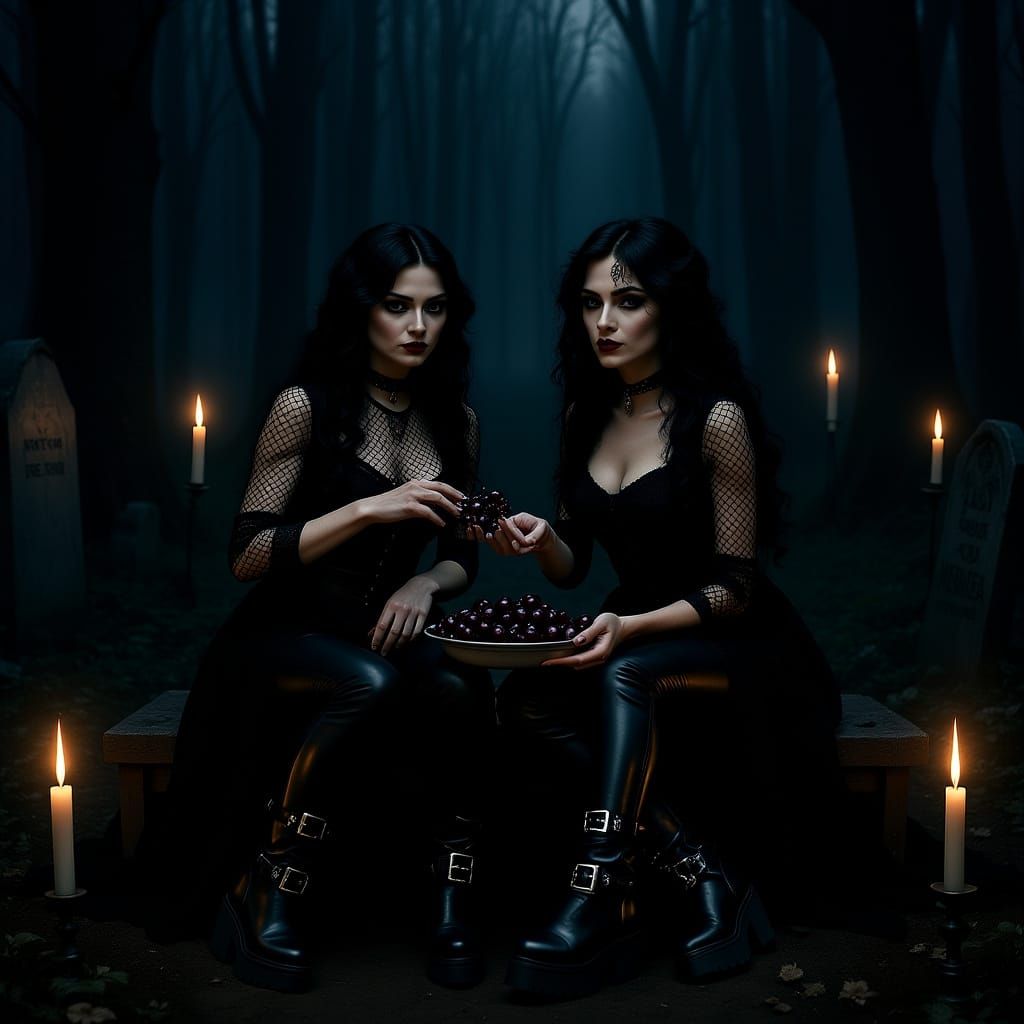 Goth Picnic in Cemetery, Dark Whimsy Style