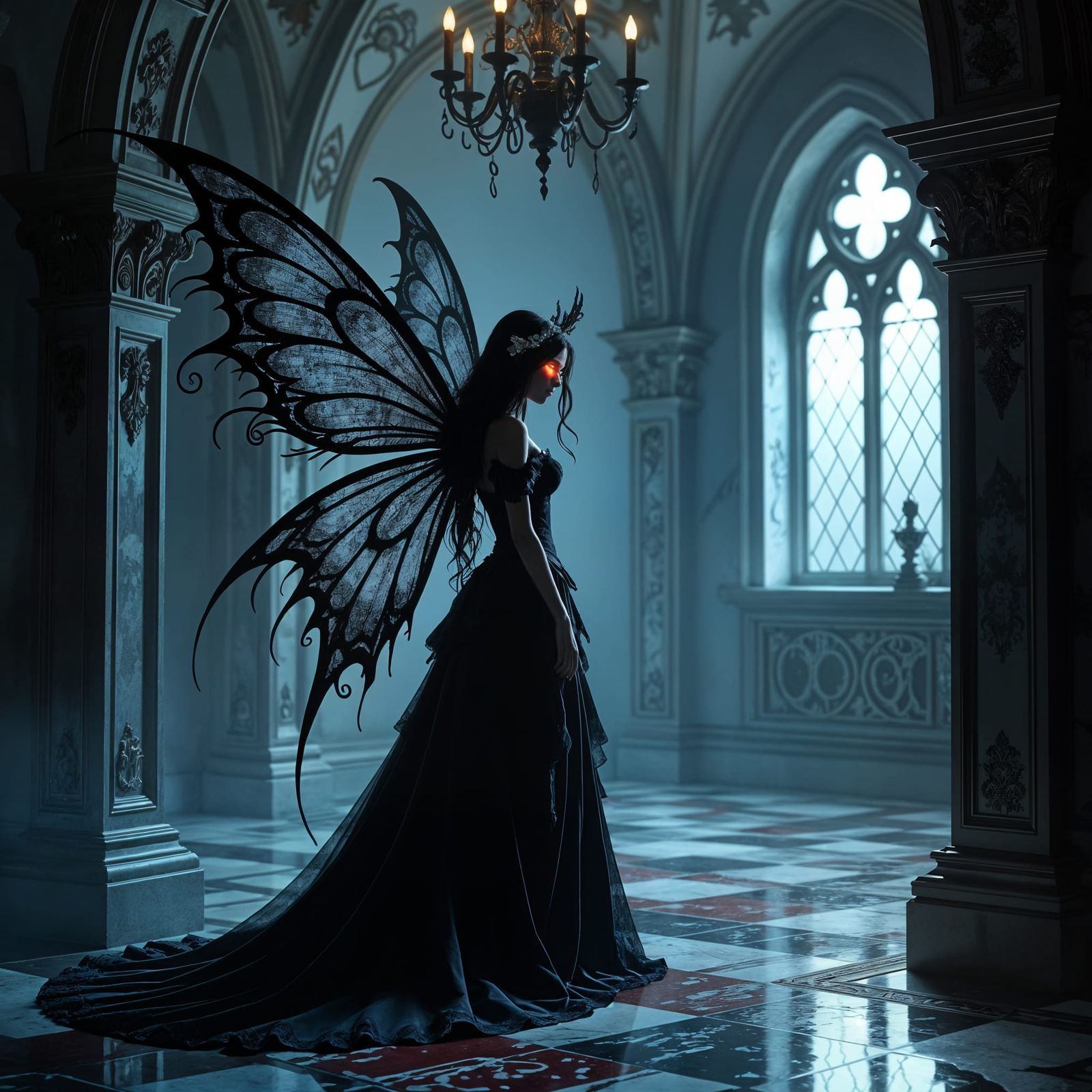 Shadow Fairy in Haunted Mansion, Renaissance Fantasy Art Sty...
