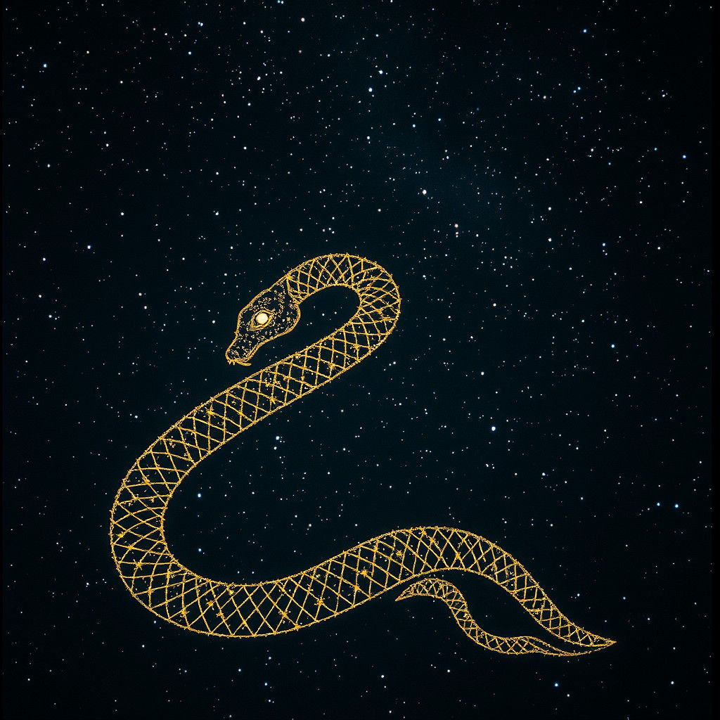 Serpent Constellation in Starry Night Sky