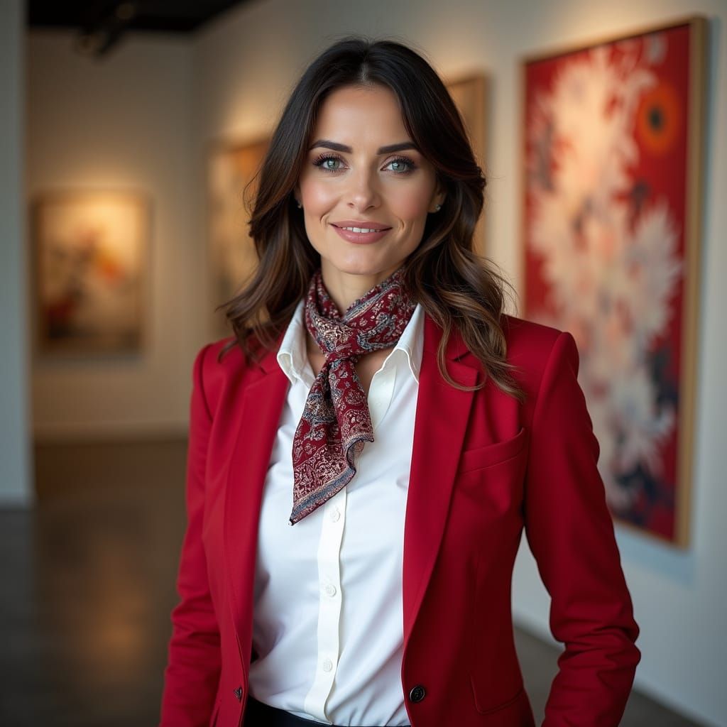 Confident Businesswoman in Modern Art Gallery