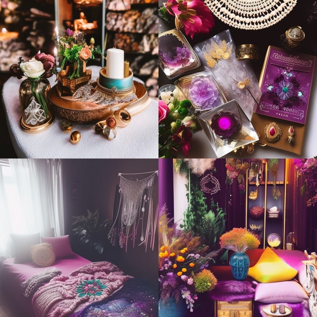 Cozy Witchy Store with Crystals in Splash Art