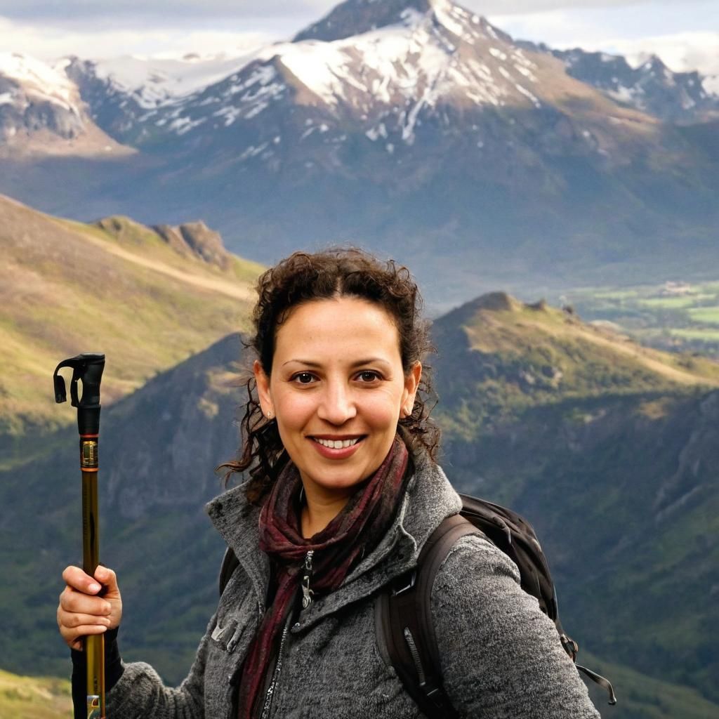 Hiker at Mountain Summit in American Wilderness Style