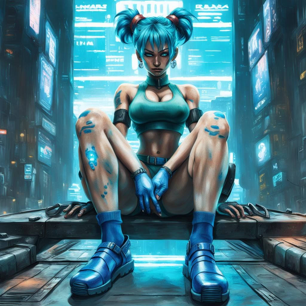 Bulma Full Body in Cyberpunk Environment