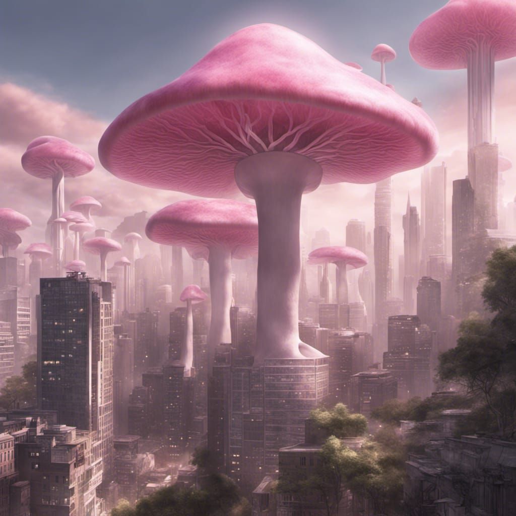 Mushroom City: A Fantastical Matte Painting