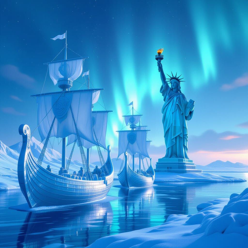 Ice Viking Ships Discover Glass Roses Statue of Liberty