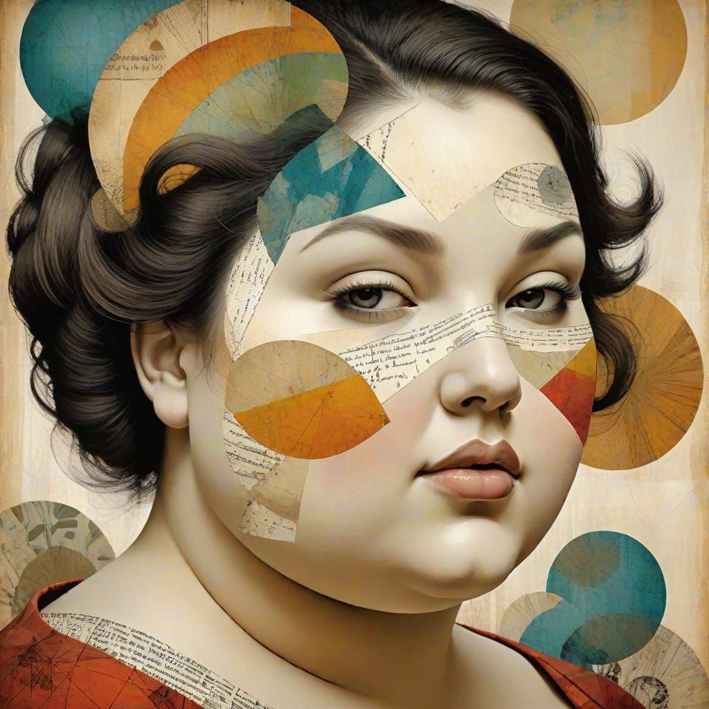 Chubby Cheeks in Vibrant Mixed Media Portrait