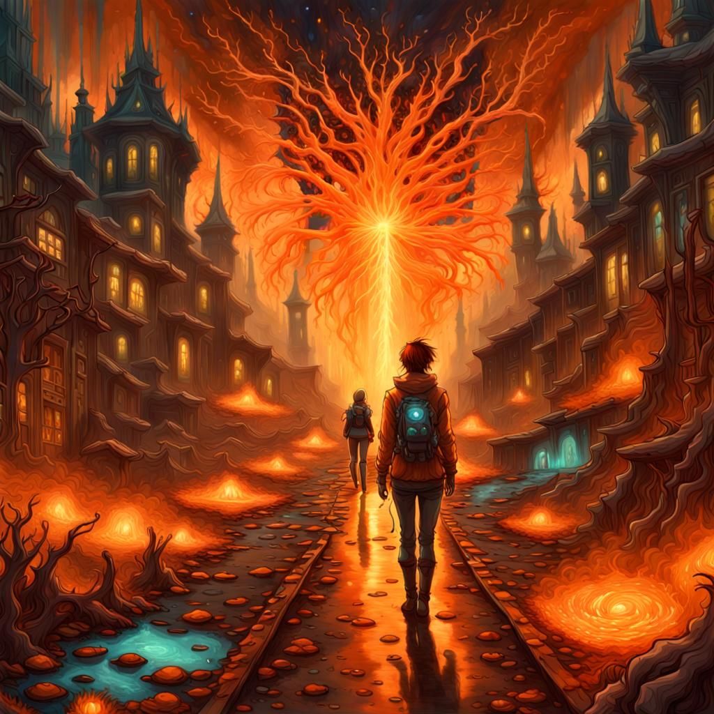 Bioluminescent Path Through Biohazard Fey Landscape