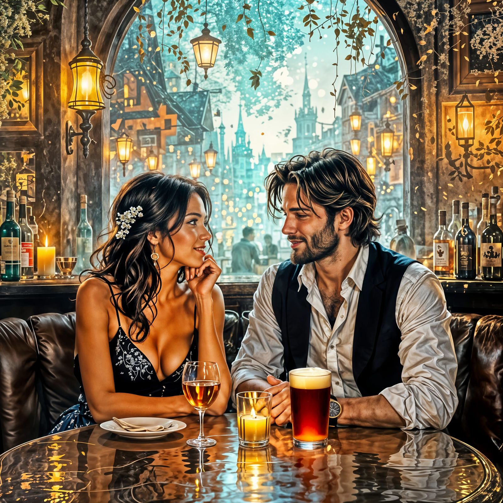 Colorful Abstract Swirls in Blue, Purple and Green