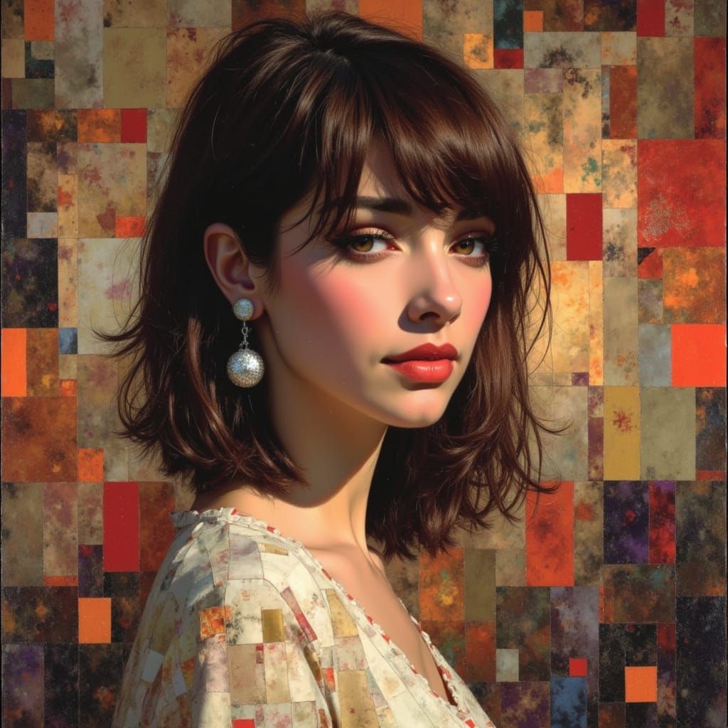 Fantasy Portrait in Collage Style with Earth Tones